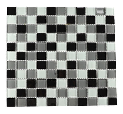 Mosaico de Vidrio Mix Blanco, Gris y Negro - Caja x22 Unidades
