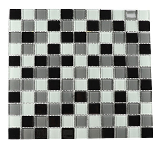 Mosaico de Vidrio Mix Blanco, Gris y Negro - Caja x22 Unidades