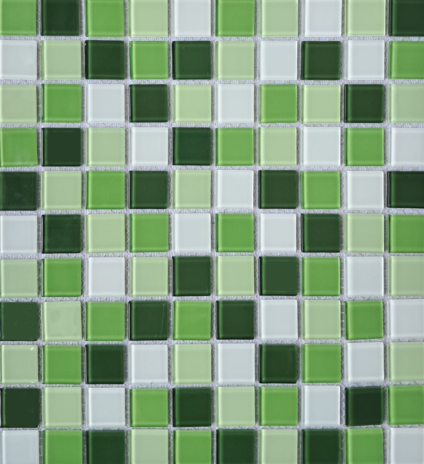 Mosaico de Vidrio Mix de Verdes y Blanco - Caja x22 Unidades