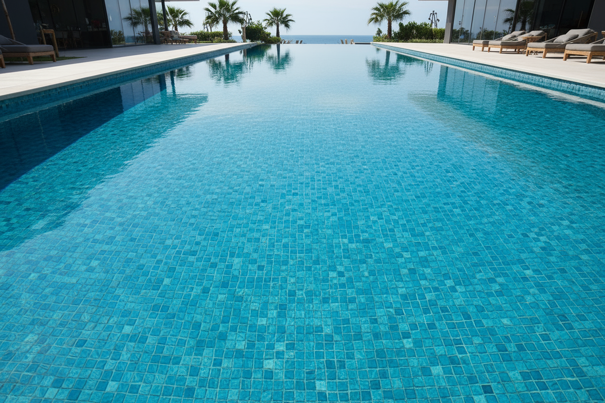 piscina con el mismo color de mosaico